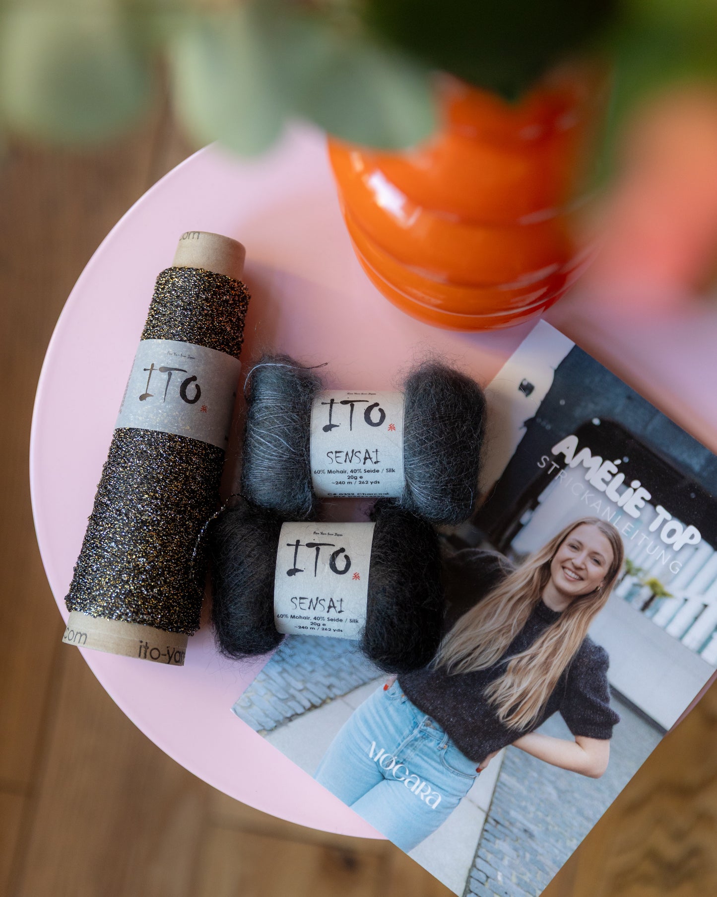 AMÉLIE TOP Mohair Strickset ITO Sensai Schwarz Grau